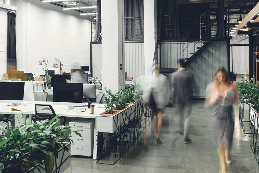 a group of people in the office